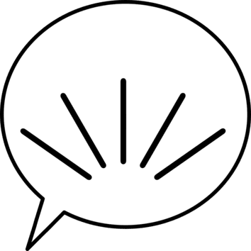 A speech bubble with five straight lines radiating outward from the center, resembling rays or emphasis marks.